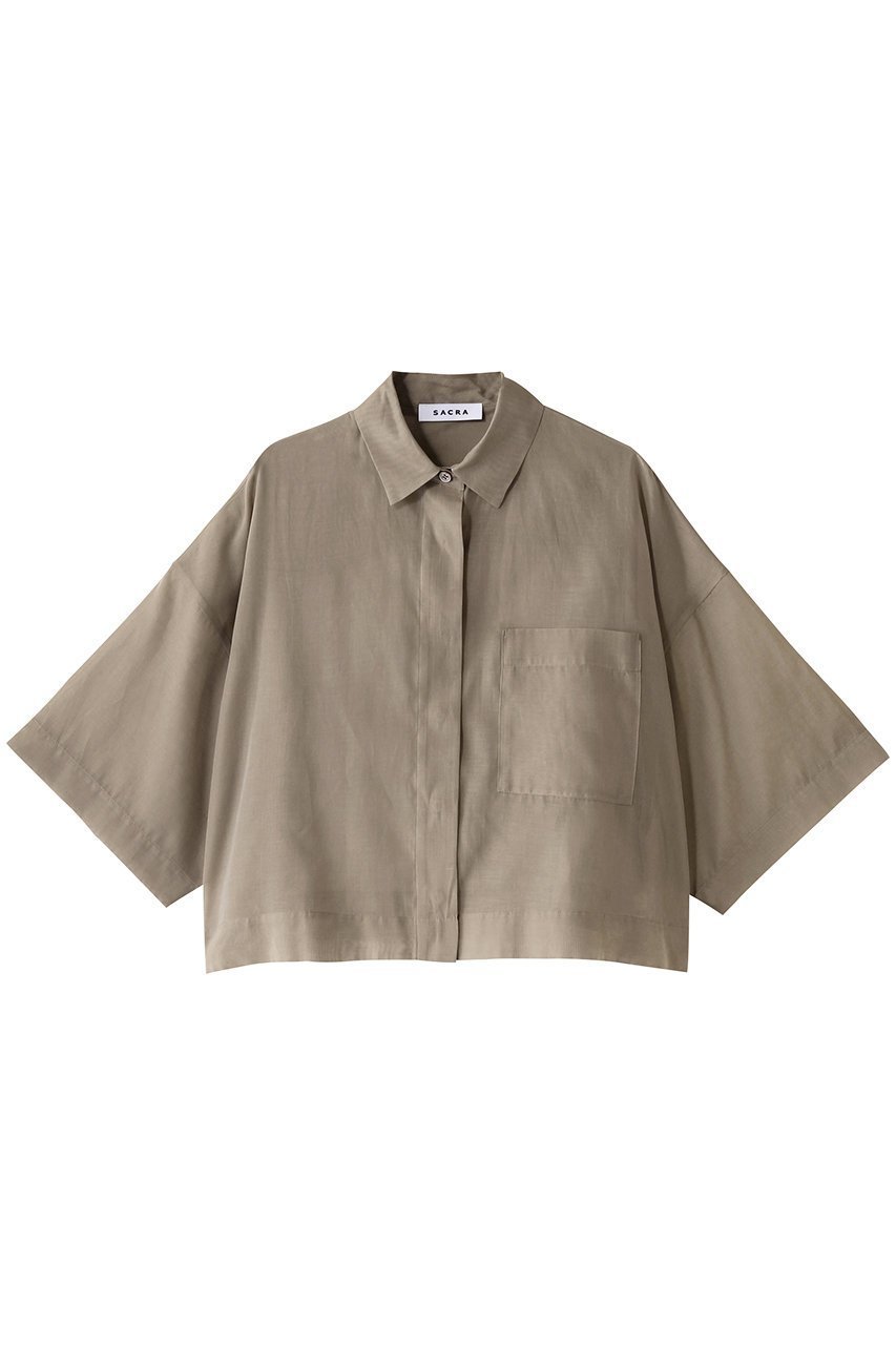【サクラ/SACRA】のプレミアムシルクコットンショートシャツ インテリア・キッズ・メンズ・レディースファッション・服の通販 founy(ファニー) 　ファッション　Fashion　レディースファッション　WOMEN　トップス・カットソー　Tops/Tshirt　シャツ/ブラウス　Shirts/Blouses　イタリア　Italy　シアー　Sheer　ショート　Short　シルク　Silk　スリーブ　Sleeve　ハーフ　Half　バランス　Balance　エレガント 上品　Elegant　NEW・新作・新着・新入荷　New Arrivals　ベージュ|ID: prp329100004514990 ipo3291000000031900771