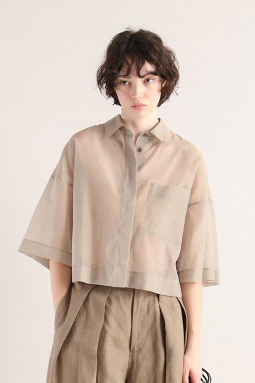 【サクラ/SACRA】のプレミアムシルクコットンショートシャツ 人気、トレンドファッション・服の通販 founy(ファニー) 　ファッション　Fashion　レディースファッション　Fashion for Women　トップス・カットソー　Cut & Sew Tops　シャツ・ブラウス・オフィスカジュアル　Elegant Blouses & Button-Ups　イタリア　Italy　シアー　Sheer, See-Through　ショート　Short, Short Length　シルク　Silk, 100% Silk　スリーブ　Sleeve, Long Sleeve / Short Sleeve　ハーフ　Half, Half-Length　バランス　Balance, Style Balance　エレガント 上品　Elegant　other-8|ID: prp329100004514990 ipo3291000000032695094