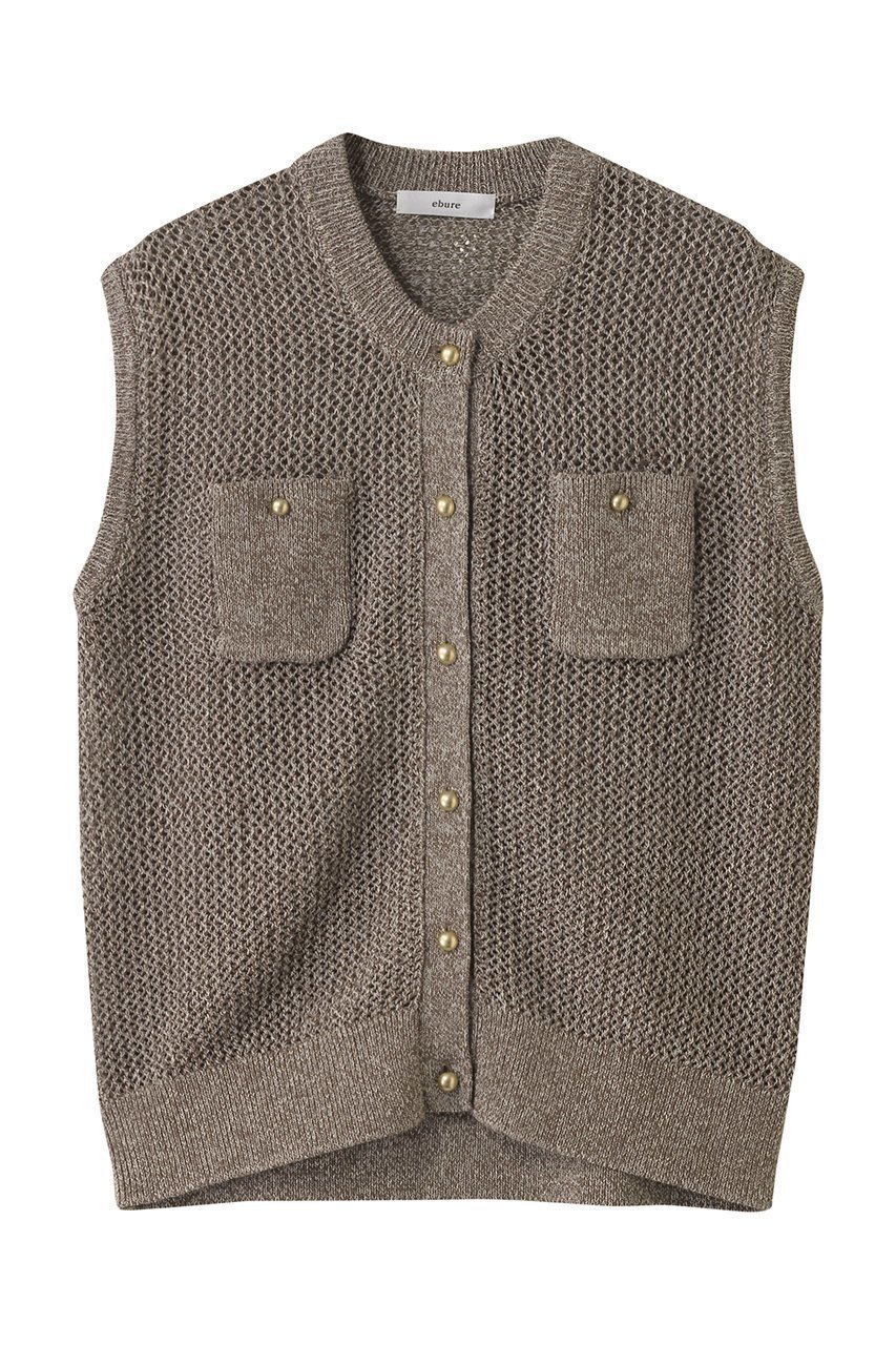 【エブール/ebure】のボタニカルダイメッシュニット スリーブレスカーディガン 人気、トレンドファッション・服の通販 founy(ファニー) 　ファッション　Fashion　レディースファッション　Fashion for Women　トップス・カットソー　Cut & Sew Tops　ニット　Knit Tops & Sweaters　カーディガン・羽織り　Layered Style Cardigans　カーディガン　Cardigan, Knitwear　タンク　Tank Top, Sleeveless Top　フラワー　Flower, Floral　ポケット　Pocket, Pocket Detail　 other-1|ID: prp329100004516104 ipo3291000000032788774