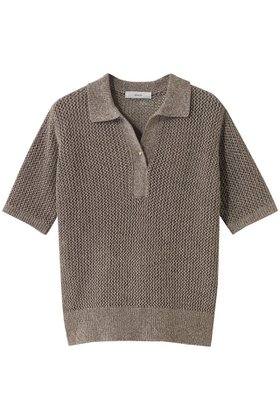 【エブール/ebure】 【5/9 0:00販売開始】ボタニカルダイメッシュニット ポロカラートップス人気、トレンドファッション・服の通販 founy(ファニー) ファッション Fashion レディースファッション WOMEN トップス・カットソー Tops/Tshirt ニット Knit Tops プルオーバー Pullover コンパクト Compact フラワー Flower リネン Linen 夏 Summer |ID:prp329100004516105