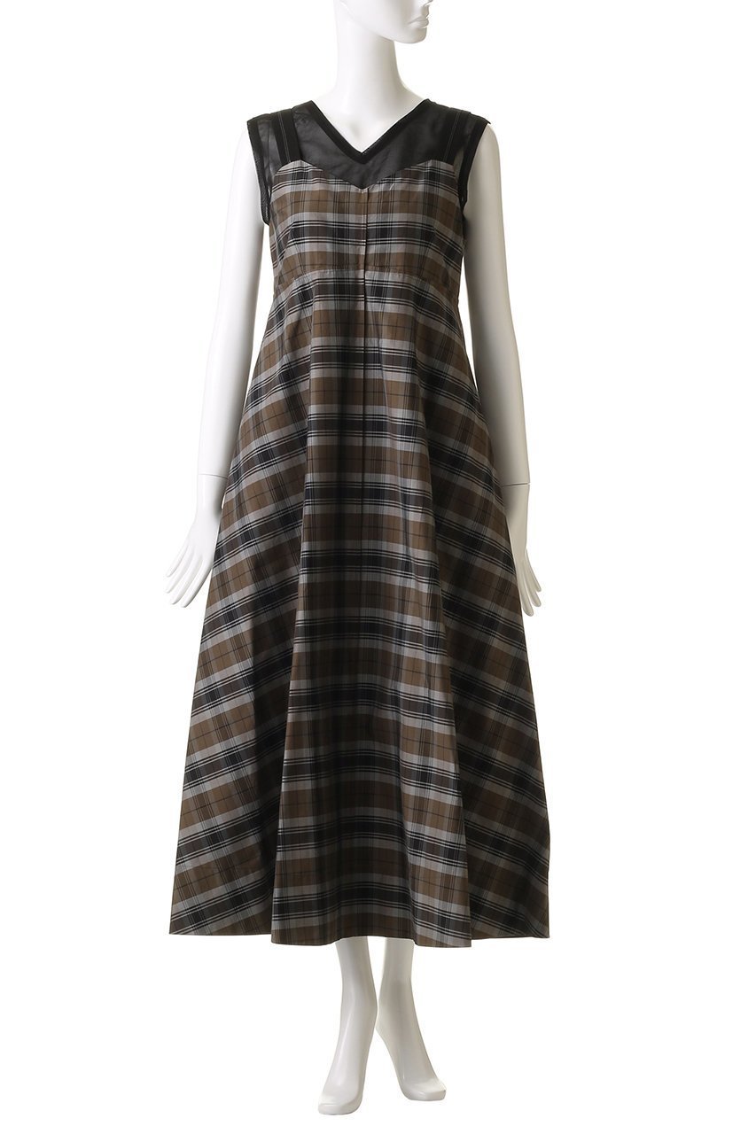 【エブール/ebure】のシルクコットンチェック サマードレス 人気、トレンドファッション・服の通販 founy(ファニー) 　ファッション　Fashion　レディースファッション　Fashion for Women　ワンピース　Dresses　フォーマル・パーティードレス・結婚式用ドレス　Elegant & Casual Dresses　チュニック　Tunic Tops & Dresses　インナー　Innerwear　オーガンジー　Organza Fabric　サマー　Summer, Summer Style　シアー　Sheer, See-Through　タフタ　Taffeta, Structured Fabric　タンク　Tank Top, Sleeveless Top　チェック　Check, Plaid, Tartan　チュニック　Tunic, Long Top　ドレス　Dress, One-Piece　フィット　Fit, Slim Fit　フレア　Flare, Flared　other-2|ID: prp329100004516113 ipo3291000000032788921