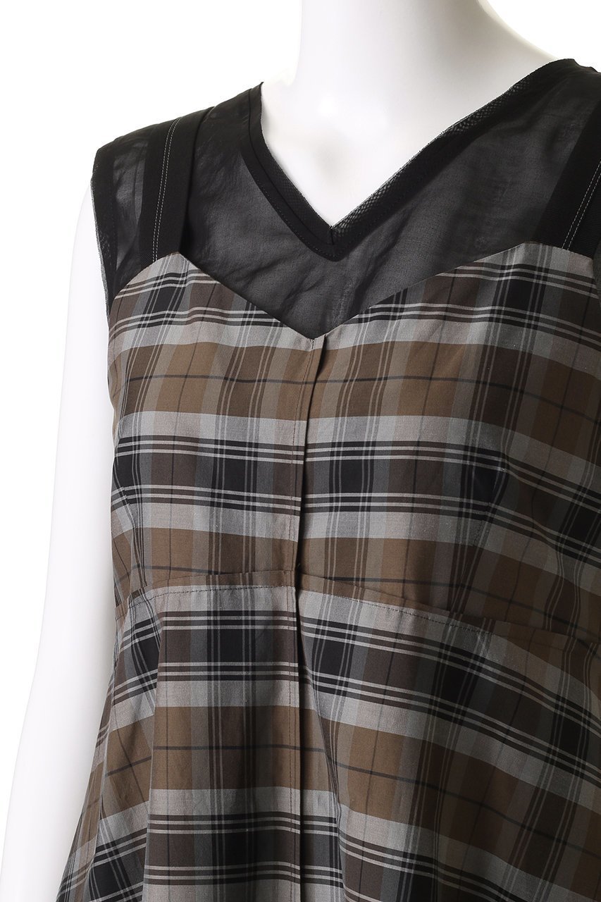 【エブール/ebure】のシルクコットンチェック サマードレス 人気、トレンドファッション・服の通販 founy(ファニー) 　ファッション　Fashion　レディースファッション　Fashion for Women　ワンピース　Dresses　フォーマル・パーティードレス・結婚式用ドレス　Elegant & Casual Dresses　チュニック　Tunic Tops & Dresses　インナー　Innerwear　オーガンジー　Organza Fabric　サマー　Summer, Summer Style　シアー　Sheer, See-Through　タフタ　Taffeta, Structured Fabric　タンク　Tank Top, Sleeveless Top　チェック　Check, Plaid, Tartan　チュニック　Tunic, Long Top　ドレス　Dress, One-Piece　フィット　Fit, Slim Fit　フレア　Flare, Flared　other-5|ID: prp329100004516113 ipo3291000000032788927