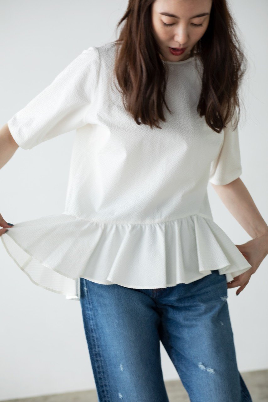 【マイ ウィークネス/MY WEAKNESS】のOlja P/O Frill 人気、トレンドファッション・服の通販 founy(ファニー) 　ファッション　Fashion　レディースファッション　Fashion for Women　トップス・カットソー　Cut & Sew Tops　シャツ・ブラウス・オフィスカジュアル　Elegant Blouses & Button-Ups　ロングTシャツ・Tシャツ　Longline T-Shirts & Tees　カットソー・ベーシックTシャツ　Cut-and-Sewn Tops / Stretch Tees & Basics　アシンメトリー　Asymmetrical Style　サッカー　Seersucker, Summer Fabric　ショート　Short, Short Length　シルク　Silk, 100% Silk　シンプル　Simple, Minimal　スリーブ　Sleeve, Long Sleeve / Short Sleeve　フリル　Frill, Ruffle　エレガント 上品　Elegant　再入荷　Restock / Back in Stock　other-7|ID: prp329100004516159 ipo3291000000035613185