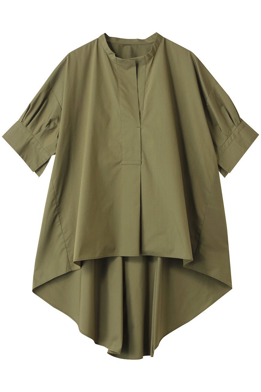 【プレインピープル/PLAIN PEOPLE】のクールマックスストレッチパフスリーブブラウス インテリア・キッズ・メンズ・レディースファッション・服の通販 founy(ファニー) ファッション Fashion レディースファッション Fashion for Women トップス・カットソー Cut & Sew Tops シャツ・ブラウス・オフィスカジュアル Elegant Blouses & Button-Ups ショート Short, Short Length シンプル Simple, Minimal スタンド Stand Collar, Upright Stand スリーブ Sleeve, Long Sleeve / Short Sleeve ドレープ Drape, Draping Fabric ヘムライン Hemline, Bottom Cut 再入荷 Restock / Back in Stock カーキ|ID: prp329100004517404 ipo3291000000036392967