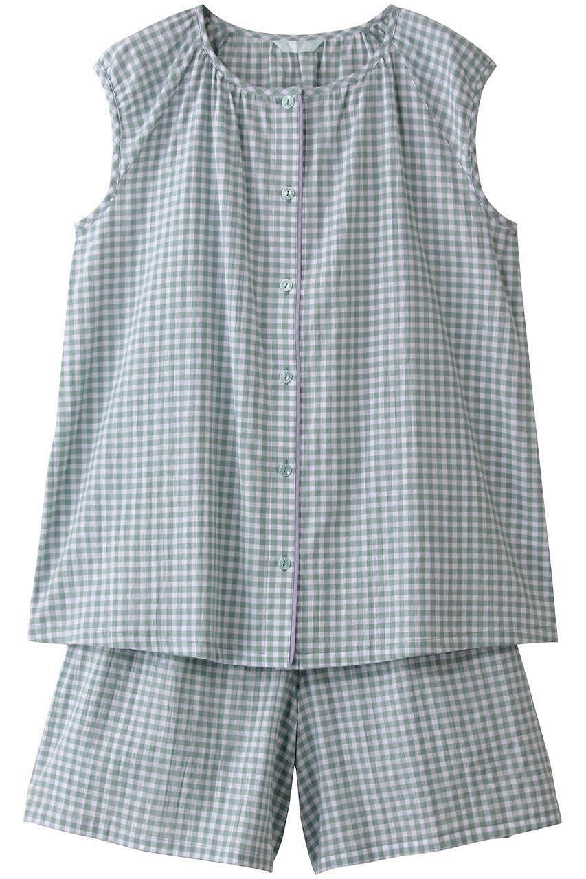 【キッドブルー/KID BLUE】の25シャーリングギンガムパジャマ インテリア・キッズ・メンズ・レディースファッション・服の通販 founy(ファニー) 　ファッション　Fashion　レディースファッション　WOMEN　ギンガム　Gingham　シャーリング　Shirring　ショート　Short　チェック　Check　パジャマ　Pajamas　リラックス　Relax　夏　Summer　NEW・新作・新着・新入荷　New Arrivals　旅行　Travel　春　Spring　S/S・春夏　Ss・Spring/Summer　ユーカリ|ID: prp329100004517433 ipo3291000000031928997