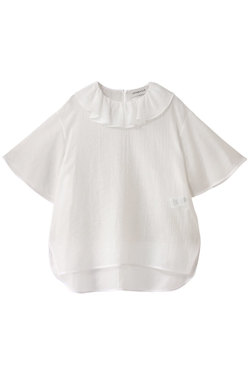 【デパリエ/DEPAREILLE】のコットンナイロンシアーラッフルブラウス 人気、トレンドファッション・服の通販 founy(ファニー) 　ファッション　Fashion　レディースファッション　WOMEN　トップス・カットソー　Tops/Tshirt　シャツ/ブラウス　Shirts/Blouses　エレガント 上品　Elegant　シアー　Sheer　スリーブ　Sleeve　ハーフ　Half　フェミニン　Feminine　ラッフル　Raffle　ロング　Long　夏　Summer　NEW・新作・新着・新入荷　New Arrivals　春　Spring　S/S・春夏　Ss・Spring/Summer　 other-1|ID: prp329100004517461 ipo3291000000031929176