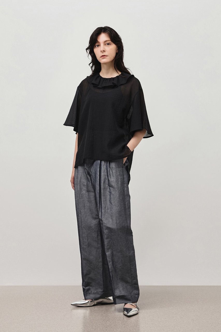 【デパリエ/DEPAREILLE】のコットンナイロンシアーラッフルブラウス 人気、トレンドファッション・服の通販 founy(ファニー) 　ファッション　Fashion　レディースファッション　Ladies' Fashion Online　トップス・カットソー　Tops/Tshirt　シャツ/ブラウス　Shirts/Blouses　エレガント 上品　Elegant　シアー　Sheer　ショート　Short　スリーブ　Sleeve　ハーフ　Half　フェミニン　Feminine　ラッフル　Raffle　夏　Summer　春　Spring　S/S・春夏　Ss・Spring/Summer　other-6|ID: prp329100004517461 ipo3291000000032287193