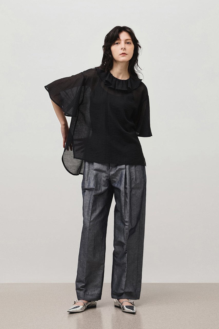【デパリエ/DEPAREILLE】のコットンナイロンシアーラッフルブラウス 人気、トレンドファッション・服の通販 founy(ファニー) 　ファッション　Fashion　レディースファッション　Ladies' Fashion Online　トップス・カットソー　Tops/Tshirt　シャツ/ブラウス　Shirts/Blouses　エレガント 上品　Elegant　シアー　Sheer　ショート　Short　スリーブ　Sleeve　ハーフ　Half　フェミニン　Feminine　ラッフル　Raffle　夏　Summer　春　Spring　S/S・春夏　Ss・Spring/Summer　other-7|ID: prp329100004517461 ipo3291000000032287194