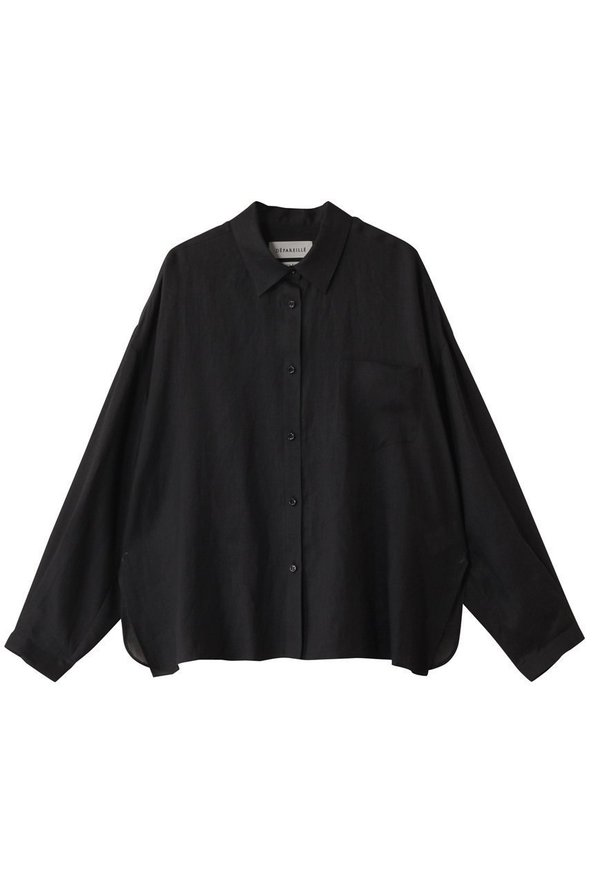 【デパリエ/DEPAREILLE】のラミーレギュラーカラーシャツ インテリア・キッズ・メンズ・レディースファッション・服の通販 founy(ファニー) 　ファッション　Fashion　レディースファッション　WOMEN　トップス・カットソー　Tops/Tshirt　シャツ/ブラウス　Shirts/Blouses　ギャザー　Gather　シアー　Sheer　スリーブ　Sleeve　フェミニン　Feminine　レギュラー　Regular　ロング　Long　夏　Summer　NEW・新作・新着・新入荷　New Arrivals　春　Spring　S/S・春夏　Ss・Spring/Summer　ブラック|ID: prp329100004517463 ipo3291000000031929194