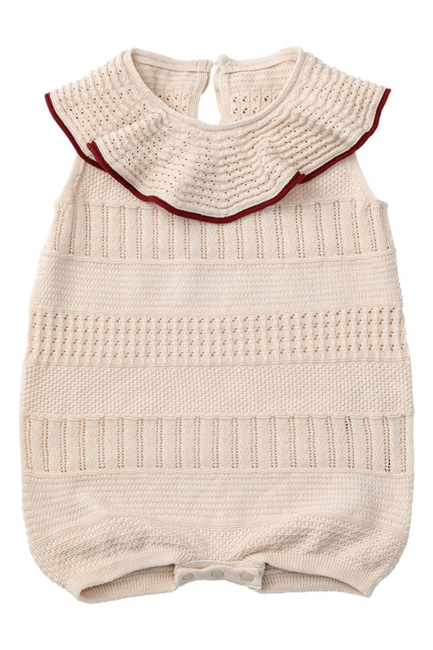 【マールマール/MARLMARL / KIDS】の【Baby】knit frill rompers インテリア・キッズ・メンズ・レディースファッション・服の通販 founy(ファニー) 　ファッション　Fashion　キッズファッション　Fashion for Kids　インナー　Innerwear　スリット　Slit, Slit Detail　スーツ　Suit, Formalwear　なめらか　Smooth, Silky Texture　フォルム　Silhouette, Form　フリル　Frill, Ruffle　ベビー　Baby, Babywear　ホールガーメント　WholeGarment, Seamless Knit　ロンパース　Romper, Jumpsuit　おすすめ　Recommended / Our Picks　夏　Summer　エレガント 上品　Elegant　beni|ID: prp329100004518621 ipo3291000000032837296