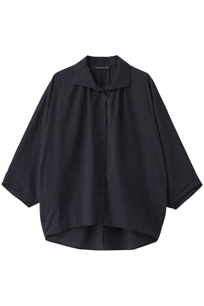 【ミズイロ インド/mizuiro ind】のdots gather dolman shirt シャツ インテリア・キッズ・メンズ・レディースファッション・服の通販 founy(ファニー) 　ファッション　Fashion　レディースファッション　WOMEN　トップス・カットソー　Tops/Tshirt　シャツ/ブラウス　Shirts/Blouses　なめらか　Smooth　ショート　Short　スリーブ　Sleeve　ドット　Dot　ベーシック　Basic　エレガント 上品　Elegant　NEW・新作・新着・新入荷　New Arrivals　navy|ID: prp329100004518680 ipo3291000000031940922
