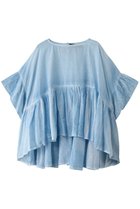 【ミズイロ インド/mizuiro ind】のpigment dyed gathered blouse ブラウス l.blue|ID:prp329100004518681