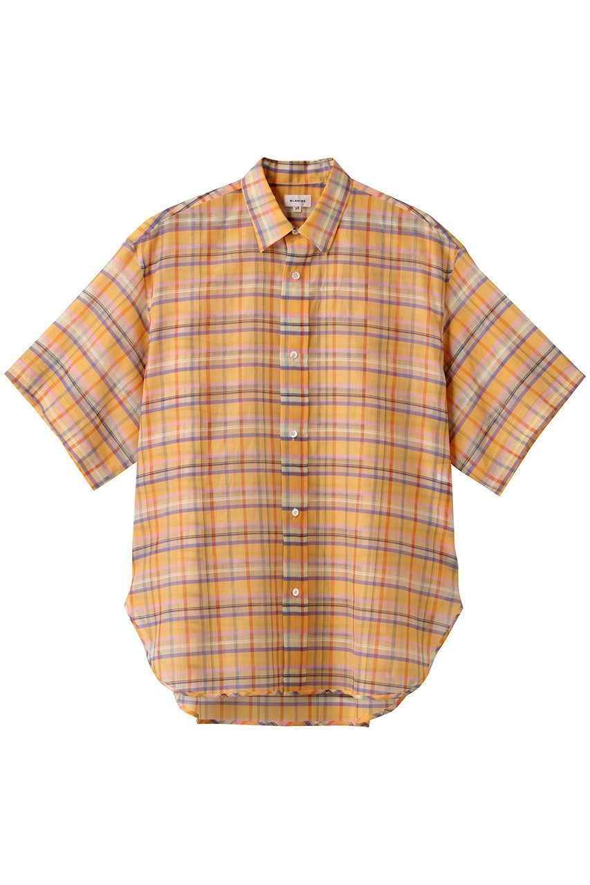 【ブラミンク/BLAMINK】のオーガンジーチェックシャツ インテリア・キッズ・メンズ・レディースファッション・服の通販 founy(ファニー) 　ファッション　Fashion　レディースファッション　WOMEN　トップス・カットソー　Tops/Tshirt　シャツ/ブラウス　Shirts/Blouses　オーガンジー　Organdy　サマー　Summer　シアー　Sheer　ショート　Short　スリーブ　Sleeve　チェック　Check　ボトム　Bottom　夏　Summer　NEW・新作・新着・新入荷　New Arrivals　オレンジ|ID: prp329100004518684 ipo3291000000031940965