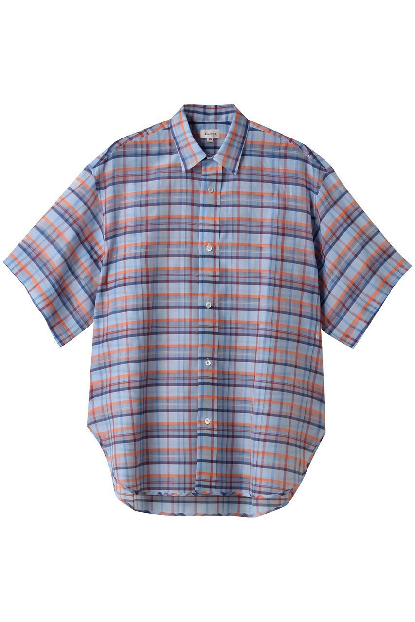 【ブラミンク/BLAMINK】のオーガンジーチェックシャツ インテリア・キッズ・メンズ・レディースファッション・服の通販 founy(ファニー) 　ファッション　Fashion　レディースファッション　WOMEN　トップス・カットソー　Tops/Tshirt　シャツ/ブラウス　Shirts/Blouses　オーガンジー　Organdy　サマー　Summer　シアー　Sheer　ショート　Short　スリーブ　Sleeve　チェック　Check　ボトム　Bottom　夏　Summer　NEW・新作・新着・新入荷　New Arrivals　ライトブルー|ID: prp329100004518684 ipo3291000000031940966