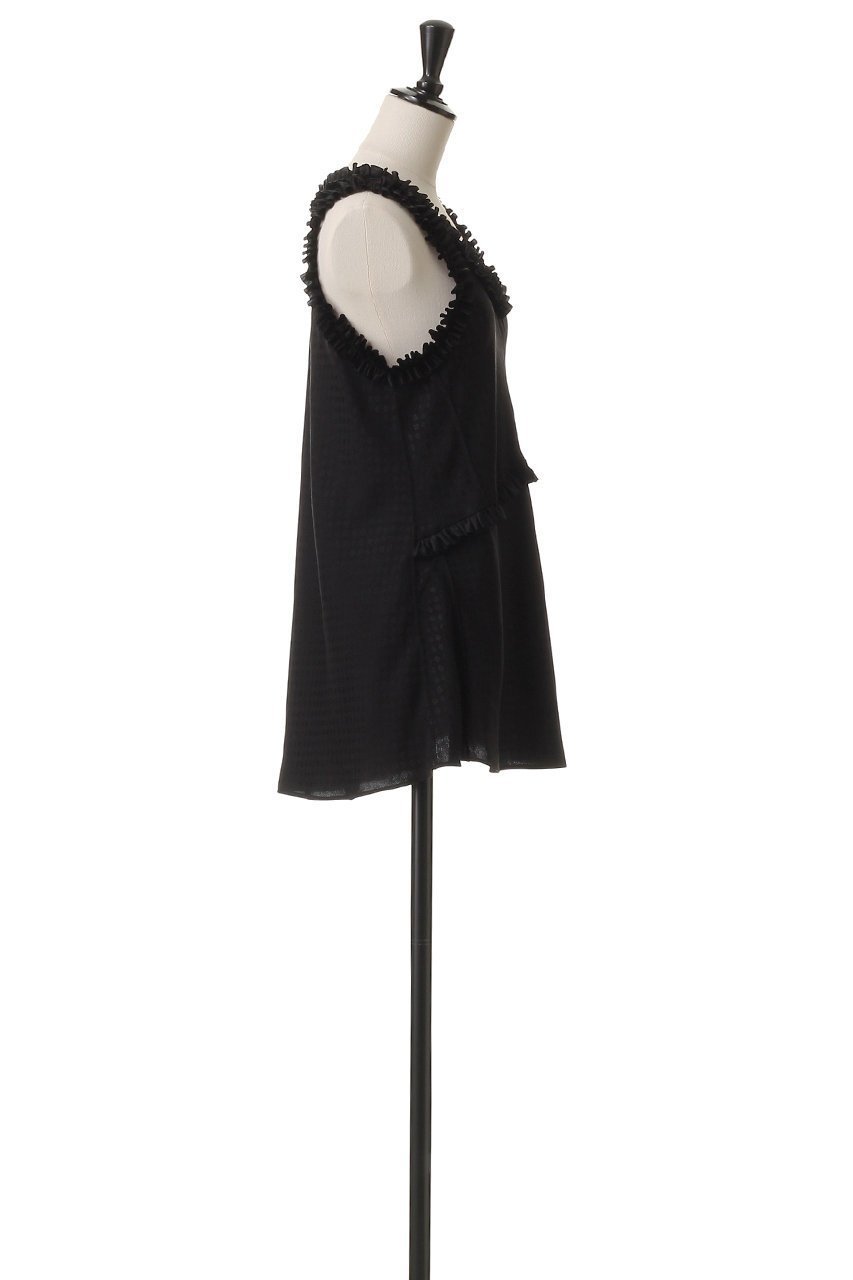 【ブラミンク/BLAMINK】のシルクジャカードフリルノースリーブブラウス 人気、トレンドファッション・服の通販 founy(ファニー) 　ファッション　Fashion　レディースファッション　WOMEN　トップス・カットソー　Tops/Tshirt　キャミソール / ノースリーブ　No Sleeves　シャツ/ブラウス　Shirts/Blouses　アシンメトリー　Asymmetry　シルク　Silk　ジャカード　Jacquard　ノースリーブ　No Sleeve　フェミニン　Feminine　フリル　Frills　夏　Summer　NEW・新作・新着・新入荷　New Arrivals　other-3|ID: prp329100004519655 ipo3291000000031950190