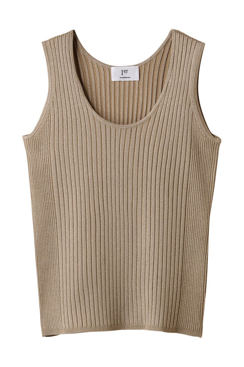 【プルミエ アロンディスモン/1er Arrondissement】のメタルライクリブタンク 人気、トレンドファッション・服の通販 founy(ファニー) 　ファッション　Fashion　レディースファッション　WOMEN　トップス・カットソー　Tops/Tshirt　ニット　Knit Tops　プルオーバー　Pullover　タンク　Tank　デコルテ　Decolletage　ボトム　Bottom　NEW・新作・新着・新入荷　New Arrivals　 other-1|ID: prp329100004519657 ipo3291000000031950199