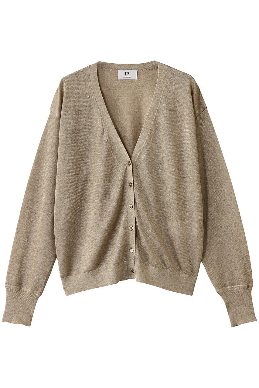 【プルミエ アロンディスモン/1er Arrondissement】のメタルライクカーディガン インテリア・キッズ・メンズ・レディースファッション・服の通販 founy(ファニー) 　ファッション　Fashion　レディースファッション　WOMEN　トップス・カットソー　Tops/Tshirt　ニット　Knit Tops　カーディガン　Cardigans　カーディガン　Cardigan　デニム　Denim　トレンド　Trend　ベーシック　Basic　ボトム　Bottom　エレガント 上品　Elegant　NEW・新作・新着・新入荷　New Arrivals　ゴールド|ID: prp329100004519659 ipo3291000000031950216