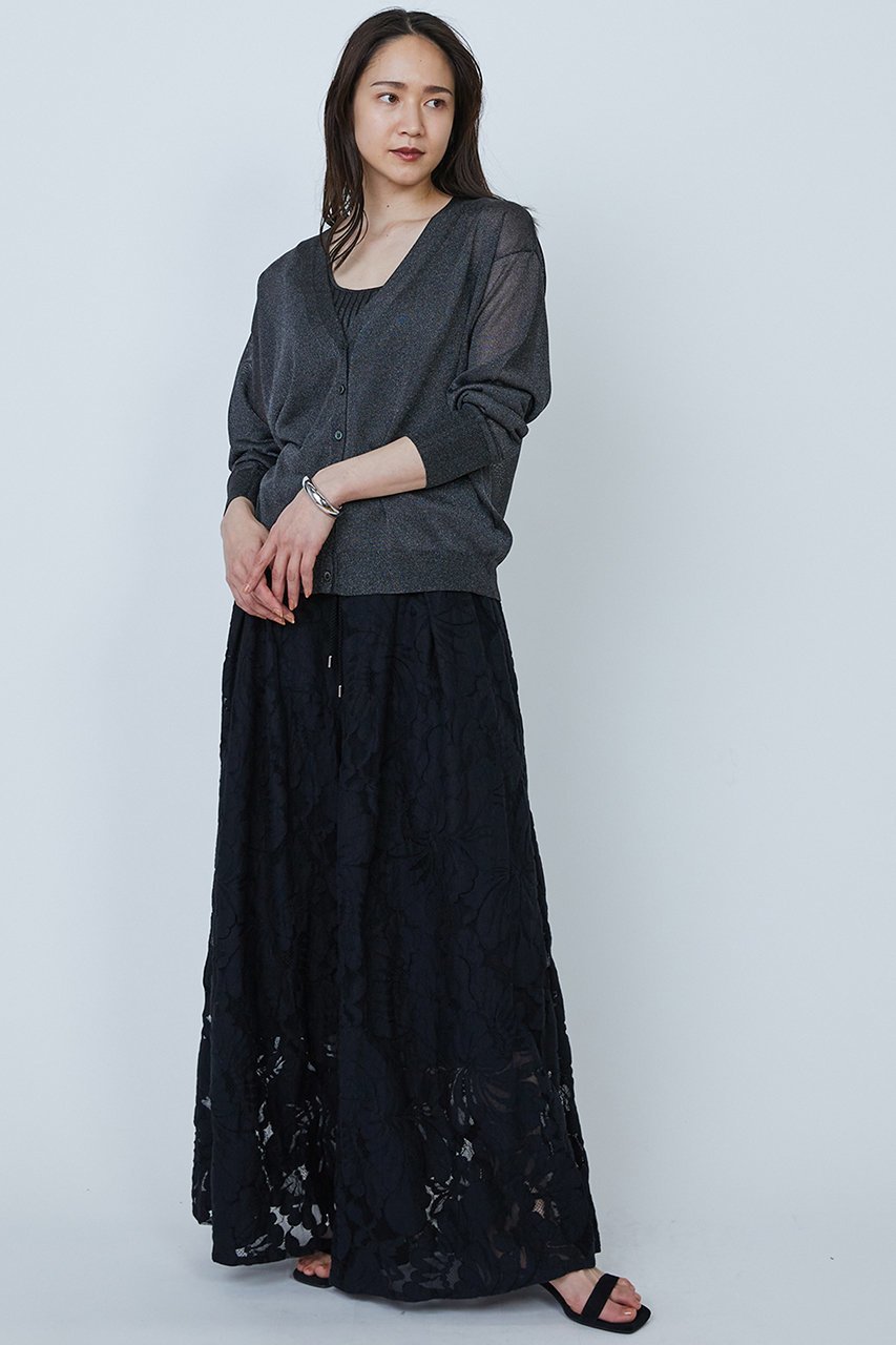 【プルミエ アロンディスモン/1er Arrondissement】のメタルライクカーディガン 人気、トレンドファッション・服の通販 founy(ファニー) 　ファッション　Fashion　レディースファッション　Fashion for Women　トップス・カットソー　Cut & Sew Tops　ニット　Knit Tops & Sweaters　カーディガン・羽織り　Layered Style Cardigans　カーディガン　Cardigan, Knitwear　デニム　Denim, Jeans Material　トレンド　Trend, Trending Now　ベーシック　Basic, Essential　ボトム　Bottoms, Lower Wear　エレガント 上品　Elegant　other-7|ID: prp329100004519659 ipo3291000000032918331