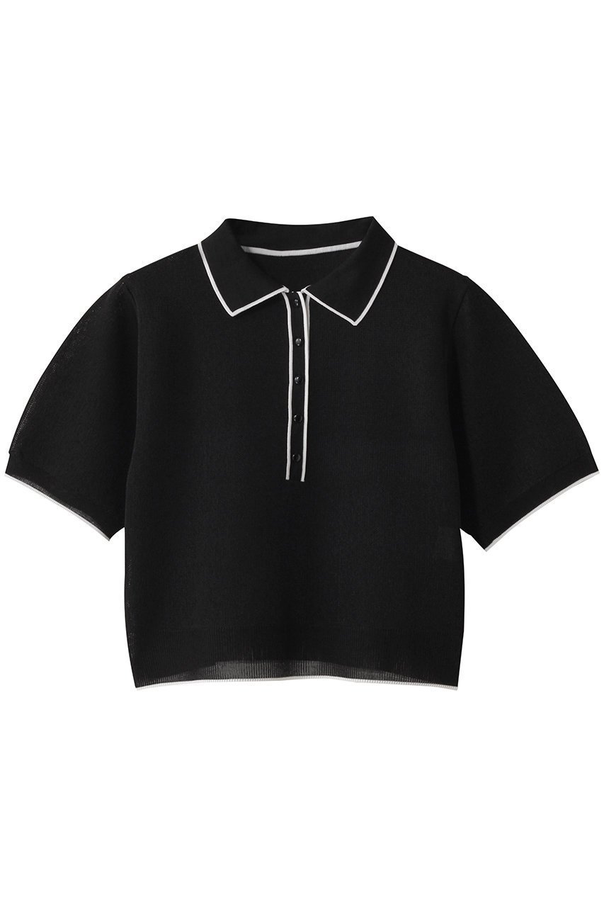 【アルアバイル/allureville】の【Loulou Willoughby】シアーカノコポロ インテリア・キッズ・メンズ・レディースファッション・服の通販 founy(ファニー) 　ファッション　Fashion　レディースファッション　Fashion for Women　トップス・カットソー　Cut & Sew Tops　ニット　Knit Tops & Sweaters　カジュアルプルオーバー・ニットトップス　Pullovers & Knit Tops / Casual Pullovers　コンパクト　Compact, Small Size　スポーティ　Sporty, Casual Athletic　トレンド　Trend, Trending Now　ファブリック　Fabric, Textile　ポロシャツ　Polo Shirt, Collared Tee　ブラック|ID: prp329100004519662 ipo3291000000032707349