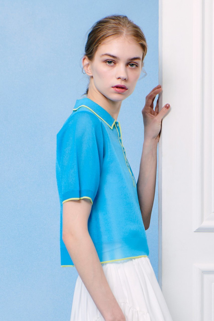 【アルアバイル/allureville】の【Loulou Willoughby】シアーカノコポロ 人気、トレンドファッション・服の通販 founy(ファニー) 　ファッション　Fashion　レディースファッション　Fashion for Women　トップス・カットソー　Cut & Sew Tops　ニット　Knit Tops & Sweaters　カジュアルプルオーバー・ニットトップス　Pullovers & Knit Tops / Casual Pullovers　コンパクト　Compact, Small Size　スポーティ　Sporty, Casual Athletic　トレンド　Trend, Trending Now　ファブリック　Fabric, Textile　ポロシャツ　Polo Shirt, Collared Tee　other-7|ID: prp329100004519662 ipo3291000000035054343