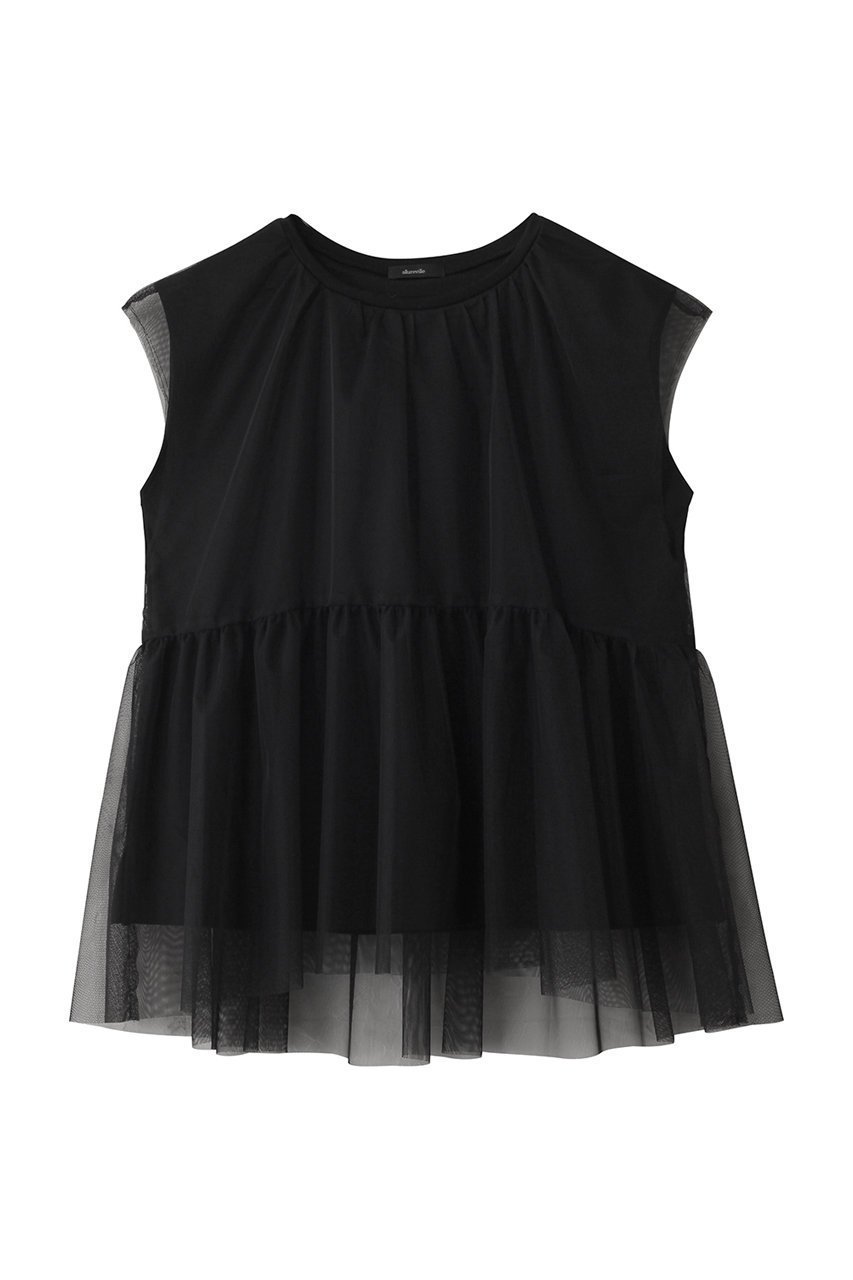 【アルアバイル/allureville】のチュールドッキングイレヘムプルオーバー インテリア・キッズ・メンズ・レディースファッション・服の通販 founy(ファニー) 　ファッション　Fashion　レディースファッション　WOMEN　トップス・カットソー　Tops/Tshirt　シャツ/ブラウス　Shirts/Blouses　ロング / Tシャツ　T-Shirts　プルオーバー　Pullover　カットソー　Cut and Sewn　ショート　Short　スリーブ　Sleeve　チュール　Tulle　ドッキング　Docking　フェミニン　Feminine　NEW・新作・新着・新入荷　New Arrivals　ブラック|ID: prp329100004519663 ipo3291000000031950247