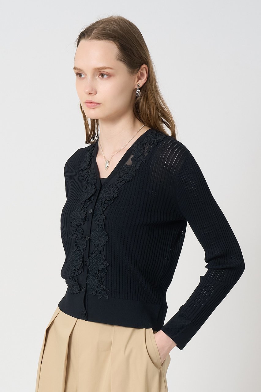 【アナイ/ANAYI】のフルールV8分袖カーディガン 人気、トレンドファッション・服の通販 founy(ファニー) 　ファッション　Fashion　レディースファッション　Ladies' Fashion Online　トップス・カットソー　Tops/Tshirt　ニット　Knit Tops　カーディガン　Cardigans　おすすめ　Recommend　アイレット　Eyelet　カーディガン　Cardigan　コンパクト　Compact　チュール　Tulle　パターン　Pattern　レーシー　Lacey　人気　Popularity　夏　Summer　春　Spring　other-4|ID: prp329100004520317 ipo3291000000032425243