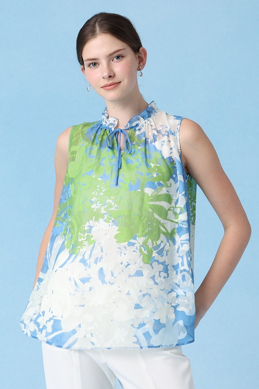 【アナイ/ANAYI】のシャドウフラワーギャザーブラウス 人気、トレンドファッション・服の通販 founy(ファニー) 　ファッション　Fashion　レディースファッション　Ladies' Fashion Online　トップス・カットソー　Tops/Tshirt　キャミソール / ノースリーブ　No Sleeves　シャツ/ブラウス　Shirts/Blouses　ギャザー　Gather　シフォン　Chiffon　ジャカード　Jacquard　ノースリーブ　No Sleeve　バランス　Balance　フラワー　Flower　フリル　Frills　プリント　Print　別注　Special Order　other-6|ID: prp329100004520319 ipo3291000000032425248