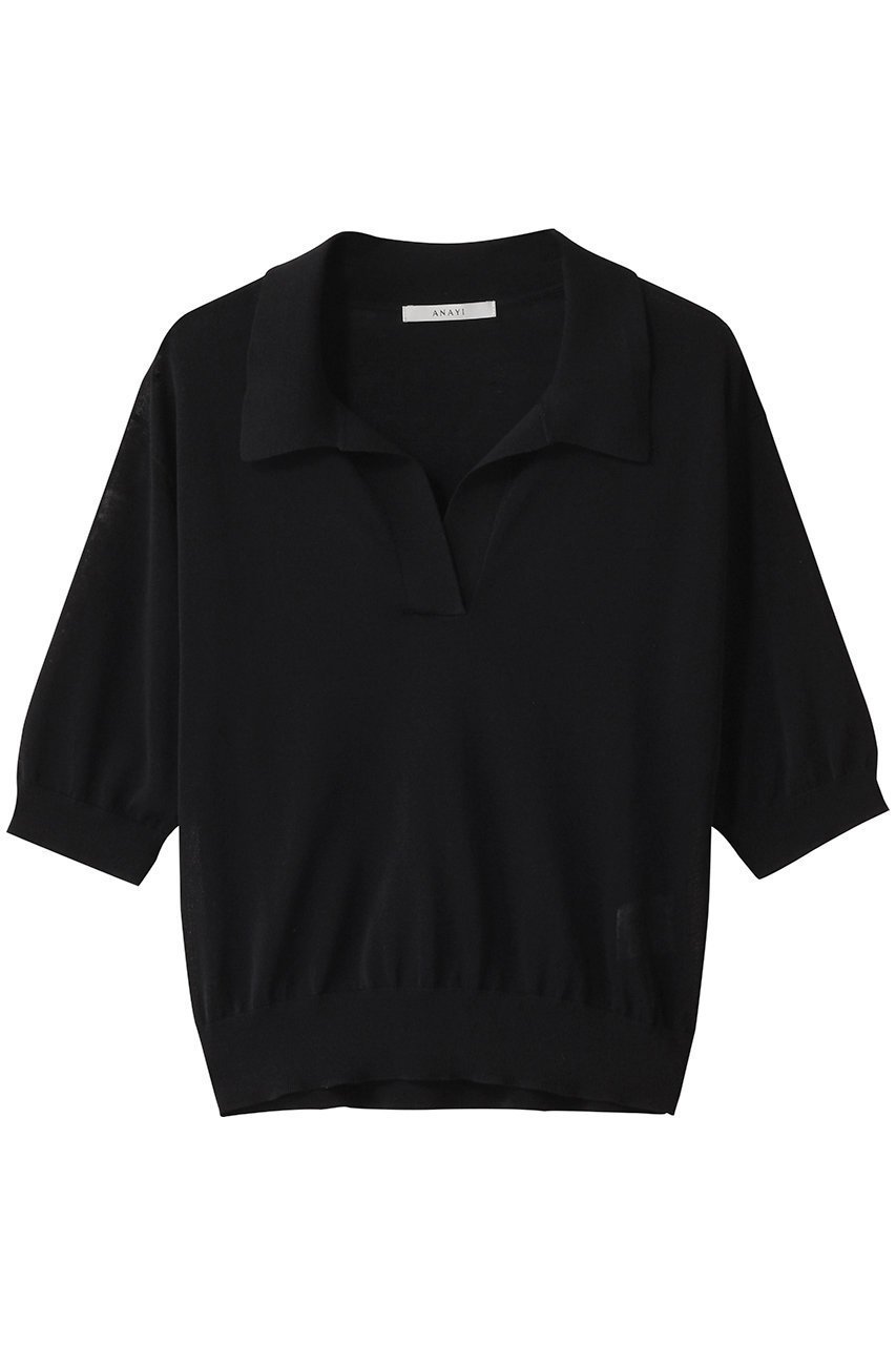 【アナイ/ANAYI】のコットンアセテートスキッパー衿プルオーバー インテリア・キッズ・メンズ・レディースファッション・服の通販 founy(ファニー) 　ファッション　Fashion　レディースファッション　WOMEN　トップス・カットソー　Tops/Tshirt　ニット　Knit Tops　プルオーバー　Pullover　スキッパー　Skipper　フレア　Flare　NEW・新作・新着・新入荷　New Arrivals　ブラック|ID: prp329100004520321 ipo3291000000031960712