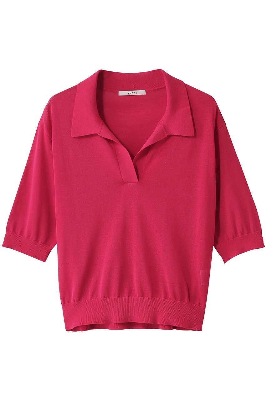 【アナイ/ANAYI】のコットンアセテートスキッパー衿プルオーバー インテリア・キッズ・メンズ・レディースファッション・服の通販 founy(ファニー) 　ファッション　Fashion　レディースファッション　Fashion for Women　トップス・カットソー　Cut & Sew Tops　ニット　Knit Tops & Sweaters　カジュアルプルオーバー・ニットトップス　Pullovers & Knit Tops / Casual Pullovers　スキッパー　Skipper, Open Collar　フレア　Flare, Flared　ピンク|ID: prp329100004520321 ipo3291000000035055071