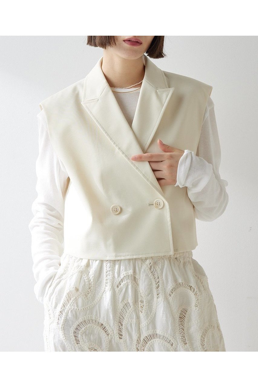 【ウィムガゼット/Whim Gazette】のスリーブレスジレ インテリア・キッズ・メンズ・レディースファッション・服の通販 founy(ファニー) 　ファッション　Fashion　レディースファッション　WOMEN　アウター　Coat Outerwear　ジャケット　Jackets　コンパクト　Compact　ジャケット　Jacket　スタイリッシュ　Stylish　テーラード　Tailored　ノースリーブ　No Sleeve　ベスト　Vest　NEW・新作・新着・新入荷　New Arrivals　ベージュ|ID: prp329100004520333 ipo3291000000031960817