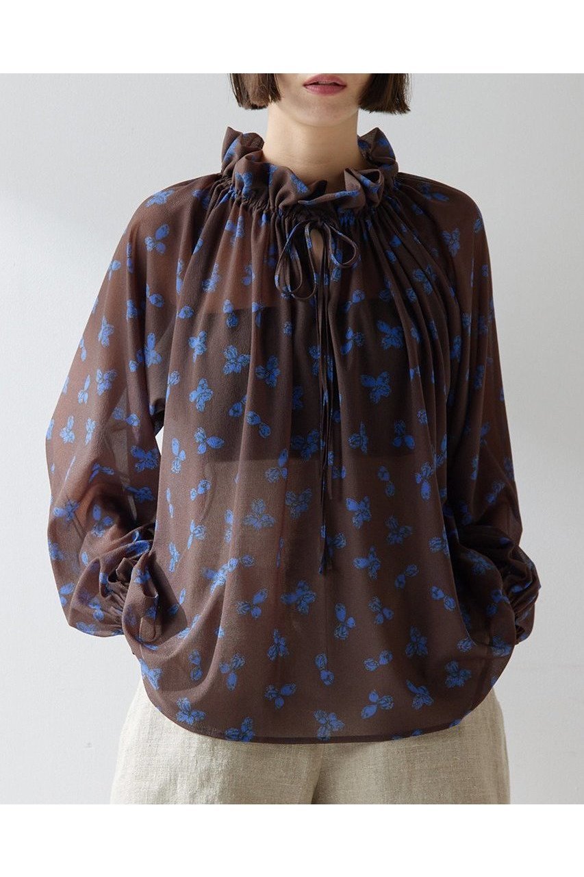 【ウィムガゼット/Whim Gazette】のシアーフラワーギャザーブラウス 人気、トレンドファッション・服の通販 founy(ファニー) 　ファッション　Fashion　レディースファッション　WOMEN　トップス・カットソー　Tops/Tshirt　シャツ/ブラウス　Shirts/Blouses　おすすめ　Recommend　シアー　Sheer　シフォン　Chiffon　ストレッチ　Stretch　スリーブ　Sleeve　セットアップ　Set Up　デニム　Denim　ロング　Long　ヴィンテージ　Vintage　エレガント 上品　Elegant　NEW・新作・新着・新入荷　New Arrivals　 other-1|ID: prp329100004520335 ipo3291000000031960832