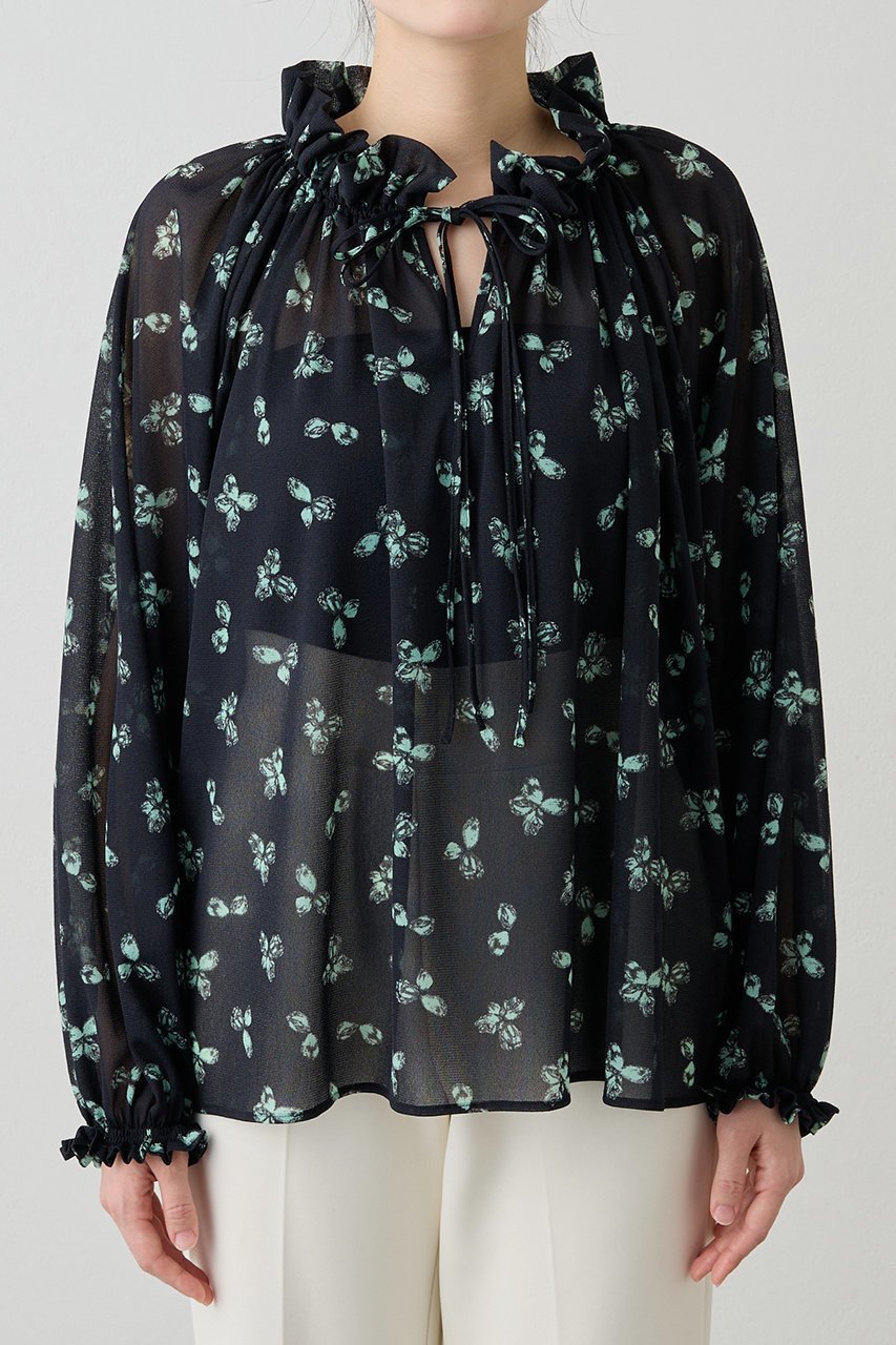 【ウィムガゼット/Whim Gazette】のシアーフラワーギャザーブラウス 人気、トレンドファッション・服の通販 founy(ファニー) 　ファッション　Fashion　レディースファッション　WOMEN　トップス・カットソー　Tops/Tshirt　シャツ/ブラウス　Shirts/Blouses　おすすめ　Recommend　シアー　Sheer　シフォン　Chiffon　ストレッチ　Stretch　スリーブ　Sleeve　セットアップ　Set Up　デニム　Denim　ロング　Long　ヴィンテージ　Vintage　エレガント 上品　Elegant　NEW・新作・新着・新入荷　New Arrivals　other-6|ID: prp329100004520335 ipo3291000000031960839