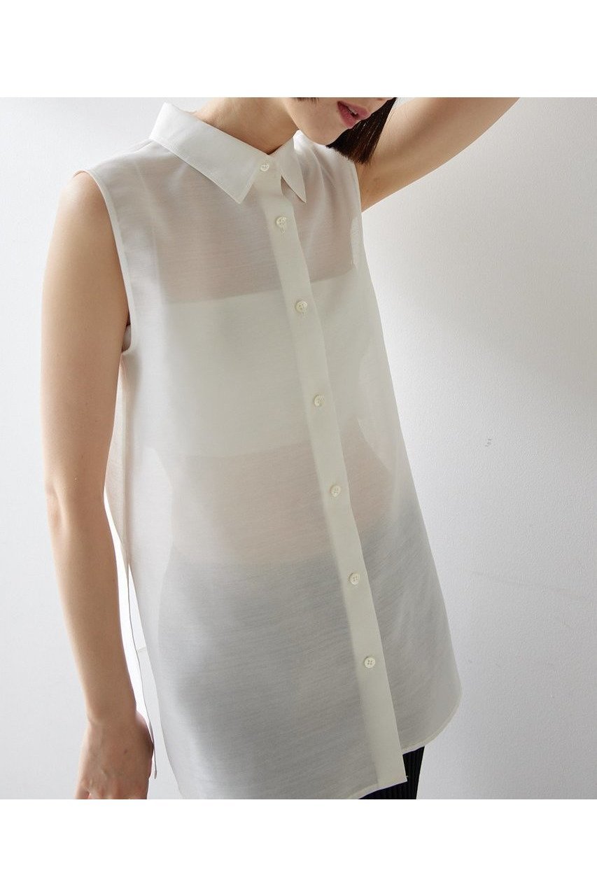 【ウィムガゼット/Whim Gazette】のシアーノースリーブシャツ 人気、トレンドファッション・服の通販 founy(ファニー) 　ファッション　Fashion　レディースファッション　WOMEN　トップス・カットソー　Tops/Tshirt　キャミソール / ノースリーブ　No Sleeves　シャツ/ブラウス　Shirts/Blouses　おすすめ　Recommend　オーガンジー　Organdy　シルク　Silk　シンプル　Simple　スリット　Slit　セットアップ　Set Up　ノースリーブ　No Sleeve　エレガント 上品　Elegant　NEW・新作・新着・新入荷　New Arrivals　 other-1|ID: prp329100004520336 ipo3291000000031960843