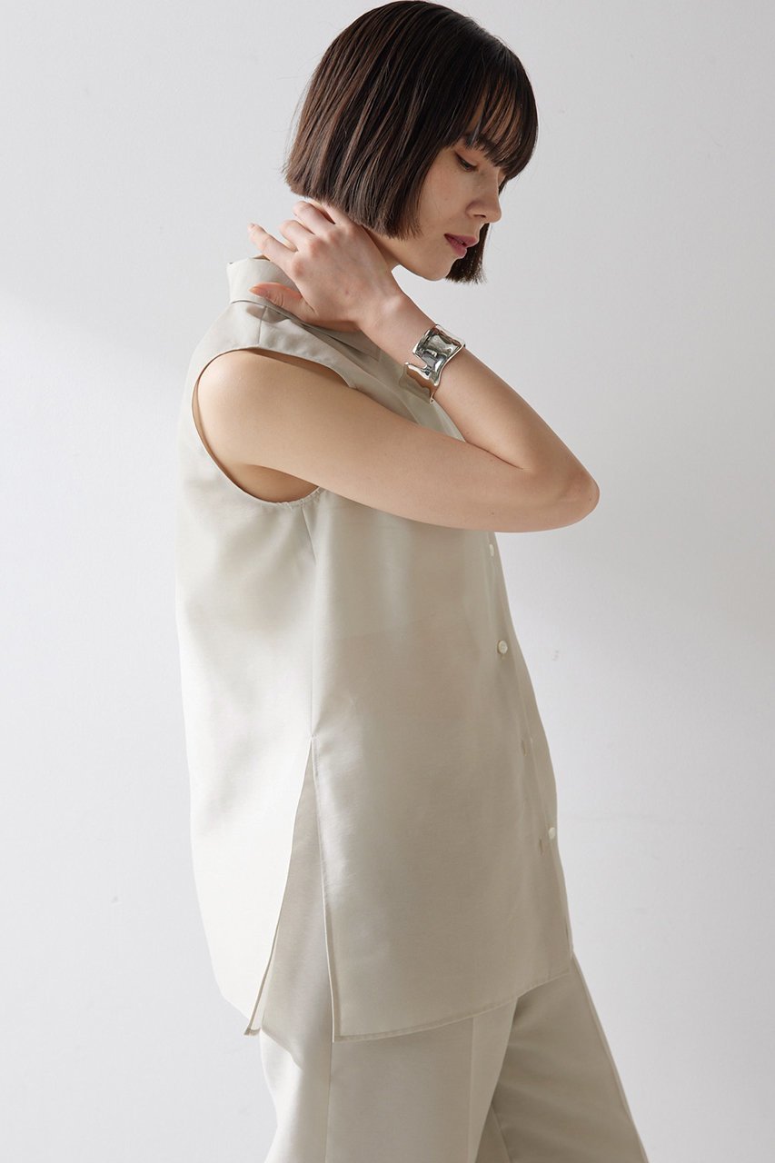 【ウィムガゼット/Whim Gazette】のシアーノースリーブシャツ 人気、トレンドファッション・服の通販 founy(ファニー) 　ファッション　Fashion　レディースファッション　WOMEN　トップス・カットソー　Tops/Tshirt　キャミソール / ノースリーブ　No Sleeves　シャツ/ブラウス　Shirts/Blouses　おすすめ　Recommend　オーガンジー　Organdy　シルク　Silk　シンプル　Simple　スリット　Slit　セットアップ　Set Up　ノースリーブ　No Sleeve　エレガント 上品　Elegant　NEW・新作・新着・新入荷　New Arrivals　other-5|ID: prp329100004520336 ipo3291000000031960853