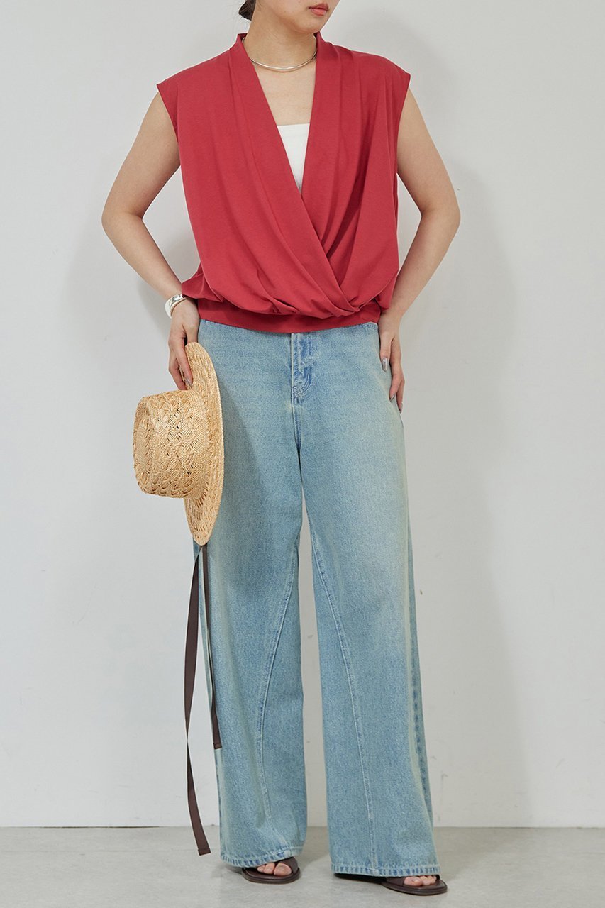 【ガリャルダガランテ/GALLARDAGALANTE】のスリーブレスカシュクールカットソー 人気、トレンドファッション・服の通販 founy(ファニー) 　ファッション　Fashion　レディースファッション　WOMEN　トップス・カットソー　Tops/Tshirt　キャミソール / ノースリーブ　No Sleeves　シャツ/ブラウス　Shirts/Blouses　ロング / Tシャツ　T-Shirts　カットソー　Cut and Sewn　おすすめ　Recommend　キャミソール　Camisole　キャミワンピース　Cami Dress　タンク　Tank　トレンド　Trend　NEW・新作・新着・新入荷　New Arrivals　other-2|ID: prp329100004520347 ipo3291000000031960935