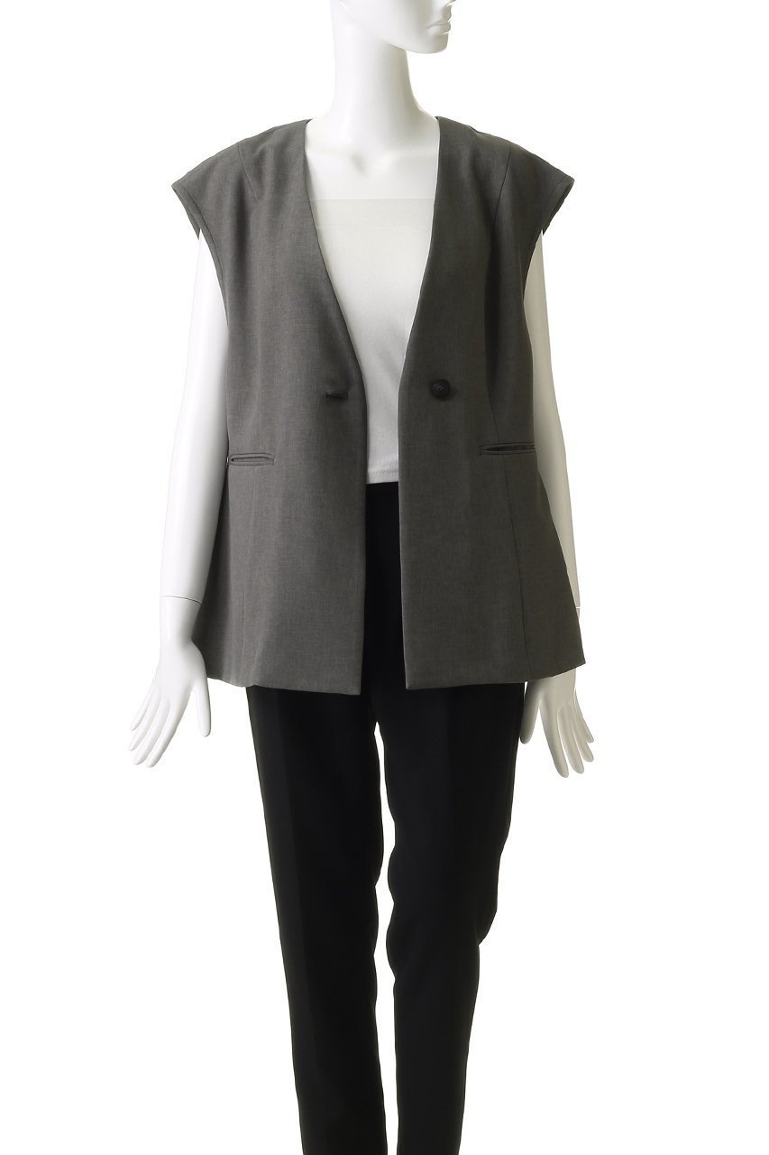 【ミディウミソリッド/MIDIUMISOLID】のno collar vest.M ベスト 人気、トレンドファッション・服の通販 founy(ファニー) 　ファッション　Fashion　レディースファッション　WOMEN　アウター　Coat Outerwear　ジャケット　Jackets　おすすめ　Recommend　ジャケット　Jacket　スリーブ　Sleeve　フレア　Flare　フレンチ　French　ベスト　Vest　エレガント 上品　Elegant　NEW・新作・新着・新入荷　New Arrivals　other-7|ID: prp329100004520364 ipo3291000000031961102