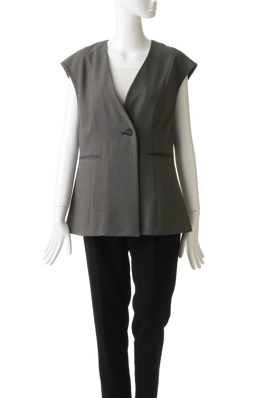 【ミディウミソリッド/MIDIUMISOLID】のno collar vest.M ベスト 人気、トレンドファッション・服の通販 founy(ファニー) 　ファッション　Fashion　レディースファッション　Fashion for Women　アウター　Coat / Outerwear Collection　レディースジャケット・軽アウター　Jackets　おすすめ　Recommended / Our Picks　ジャケット　Jacket, Outerwear　スリーブ　Sleeve, Long Sleeve / Short Sleeve　フレア　Flare, Flared　フレンチ　French, French Style　ベスト　Vest, Waistcoat　エレガント 上品　Elegant　other-2|ID: prp329100004520364 ipo3291000000032790664