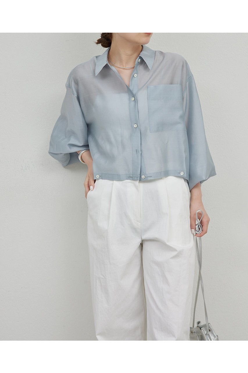 【ガリャルダガランテ/GALLARDAGALANTE】の2WAYクロップドシャツ インテリア・キッズ・メンズ・レディースファッション・服の通販 founy(ファニー) 　ファッション　Fashion　レディースファッション　Ladies' Fashion Online　トップス・カットソー　Tops/Tshirt　シャツ/ブラウス　Shirts/Blouses　クロップド　Cropped　シアー　Sheer　スリーブ　Sleeve　トレンド　Trend　ロング　Long　夏　Summer　スカイブルー|ID: prp329100004520377 ipo3291000000031961336