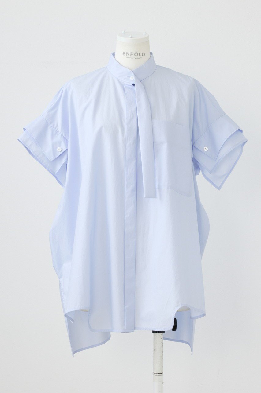 【エンフォルド/ENFOLD】の【5/14 12:00販売開始】ROLL-UP SLEEVES SHIRT/シャツ インテリア・キッズ・メンズ・レディースファッション・服の通販 founy(ファニー) 　ファッション　Fashion　レディースファッション　WOMEN　トップス・カットソー　Tops/Tshirt　シャツ/ブラウス　Shirts/Blouses　サマー　Summer　ショート　Short　スリット　Slit　スリーブ　Sleeve　ヨーク　Yoke　ワイド　Wide　NEW・新作・新着・新入荷　New Arrivals　長袖　Long Sleeve　ライトブルー|ID: prp329100004521035 ipo3291000000031973879