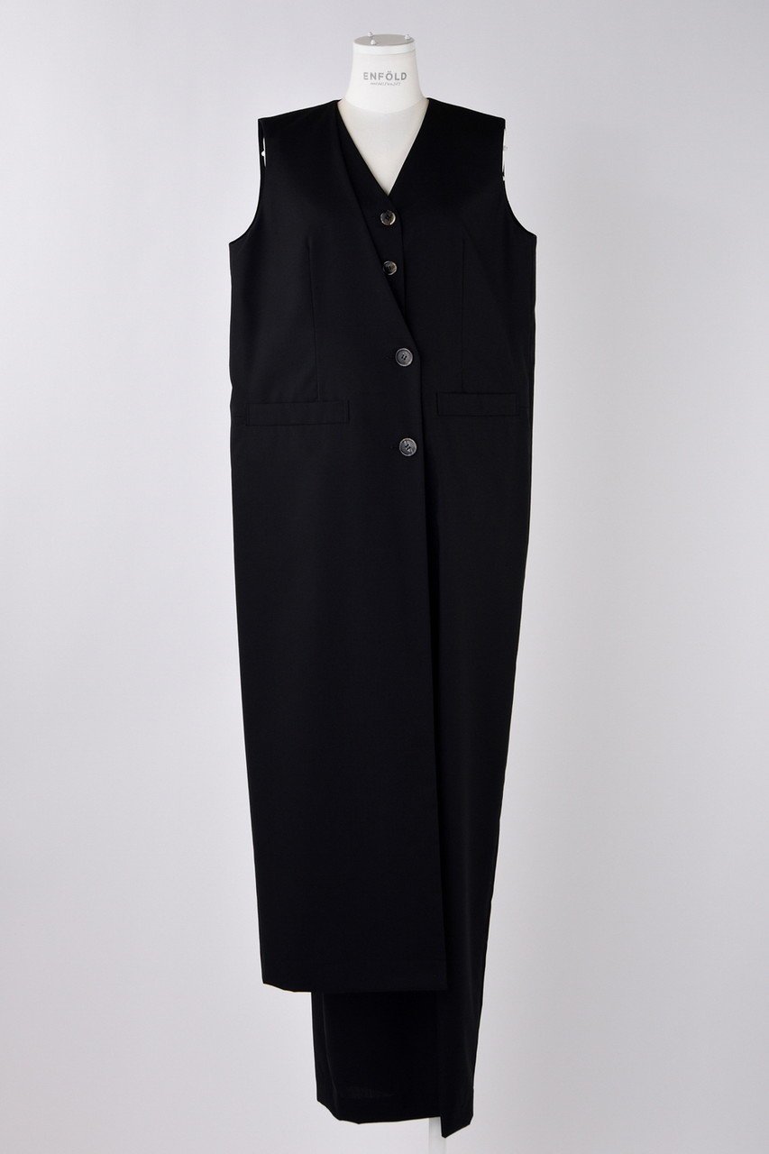 【エンフォルド/ENFOLD】の【5/14 12:00販売開始】VEST LAYERED ALL-IN-ONE/オールインワン インテリア・キッズ・メンズ・レディースファッション・服の通販 founy(ファニー) 　ファッション　Fashion　レディースファッション　WOMEN　アウター　Coat Outerwear　おすすめ　Recommend　ベスト　Vest　マニッシュ　Mannish　ロング　Long　NEW・新作・新着・新入荷　New Arrivals　ブラック|ID: prp329100004521042 ipo3291000000031973918