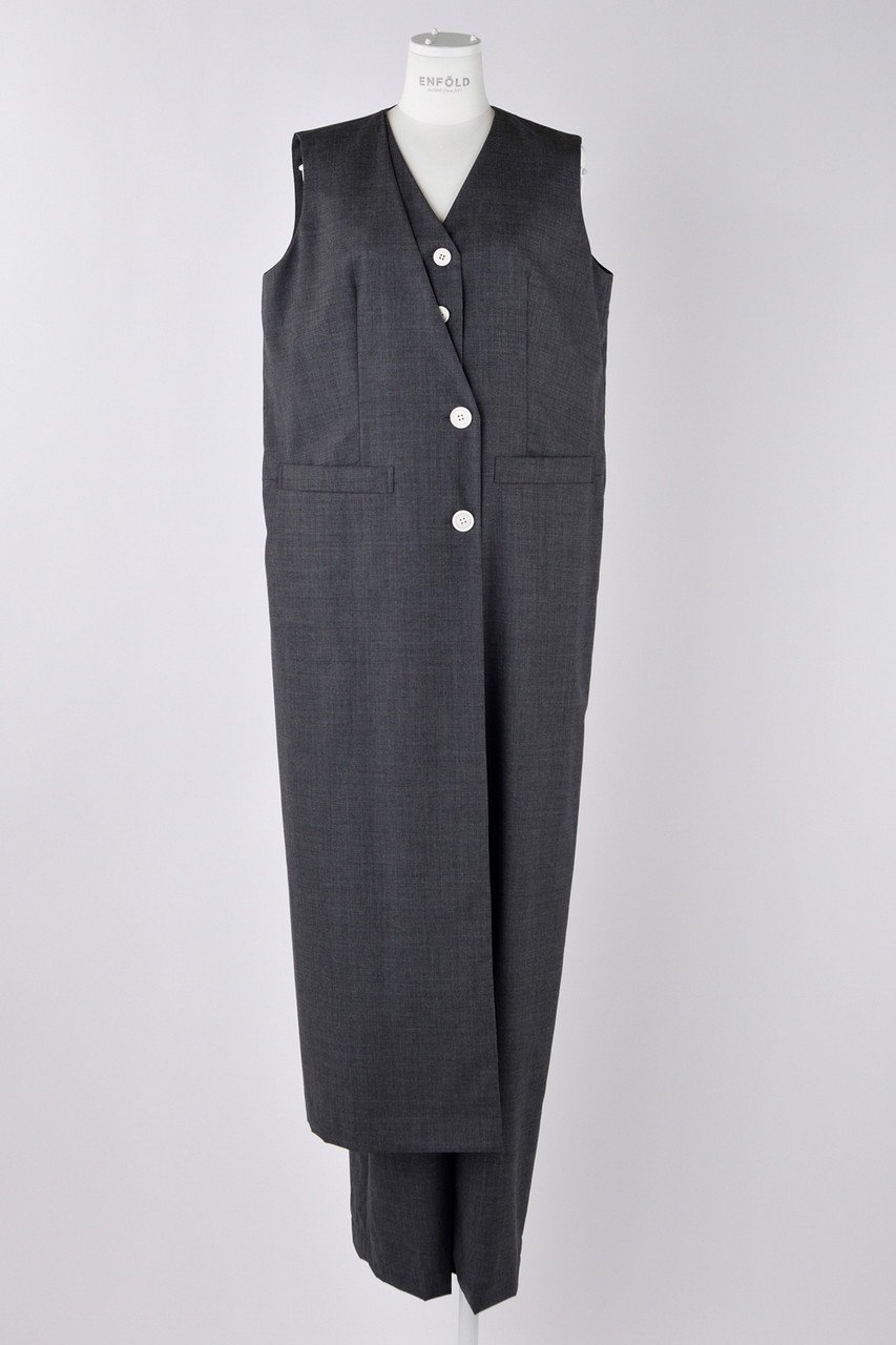 【エンフォルド/ENFOLD】のVEST LAYERED ALL-IN-ONE/オールインワン インテリア・キッズ・メンズ・レディースファッション・服の通販 founy(ファニー) ファッション Fashion レディースファッション Fashion for Women アウター Coat / Outerwear Collection パンツ Pants & Trousers おすすめ Recommended / Our Picks ベスト Vest, Waistcoat マニッシュ Mannish, Boyish ロング Long, Long-Length チャコールグレー|ID: prp329100004521042 ipo3291000000032810715