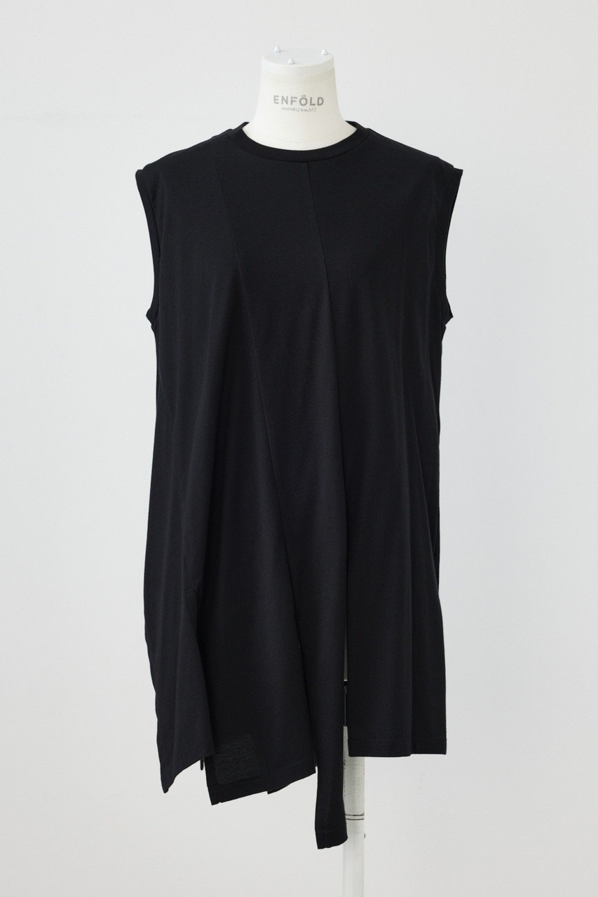 【エンフォルド/ENFOLD】のBIAS-SLIT TANK-TOP/タンクトップ インテリア・キッズ・メンズ・レディースファッション・服の通販 founy(ファニー) 　ファッション　Fashion　レディースファッション　Fashion for Women　トップス・カットソー　Cut & Sew Tops　キャミソール&ノースリーブ　Camisoles & Sleeveless Tops　シャツ・ブラウス・オフィスカジュアル　Elegant Blouses & Button-Ups　ロングTシャツ・Tシャツ　Longline T-Shirts & Tees　カットソー・ベーシックTシャツ　Cut-and-Sewn Tops / Stretch Tees & Basics　カーディガン　Cardigan, Knitwear　キャミソール　Camisole, Spaghetti Strap Top　スリット　Slit, Slit Detail　タンク　Tank Top, Sleeveless Top　バイアス　Bias, Diagonal Cut　ランダム　Random, Irregular　切替　Switching, Contrast Panel　ブラック|ID: prp329100004521067 ipo3291000000036045904