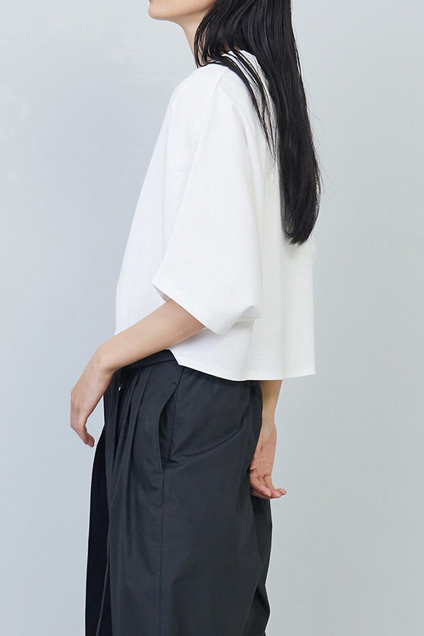 【プルミエ アロンディスモン/1er Arrondissement】のハイゲージポンチクロップドTシャツ 人気、トレンドファッション・服の通販 founy(ファニー) 　ファッション　Fashion　レディースファッション　Fashion for Women　トップス・カットソー　Cut & Sew Tops　シャツ・ブラウス・オフィスカジュアル　Elegant Blouses & Button-Ups　ロングTシャツ・Tシャツ　Longline T-Shirts & Tees　カットソー・ベーシックTシャツ　Cut-and-Sewn Tops / Stretch Tees & Basics　カットソー　Cut and Sewn Top　クロップド　Cropped, Short Length　ショート　Short, Short Length　シルケット　Silket, Silky Cotton　スリーブ　Sleeve, Long Sleeve / Short Sleeve　トレンド　Trend, Trending Now　other-2|ID: prp329100004522200 ipo3291000000035475381