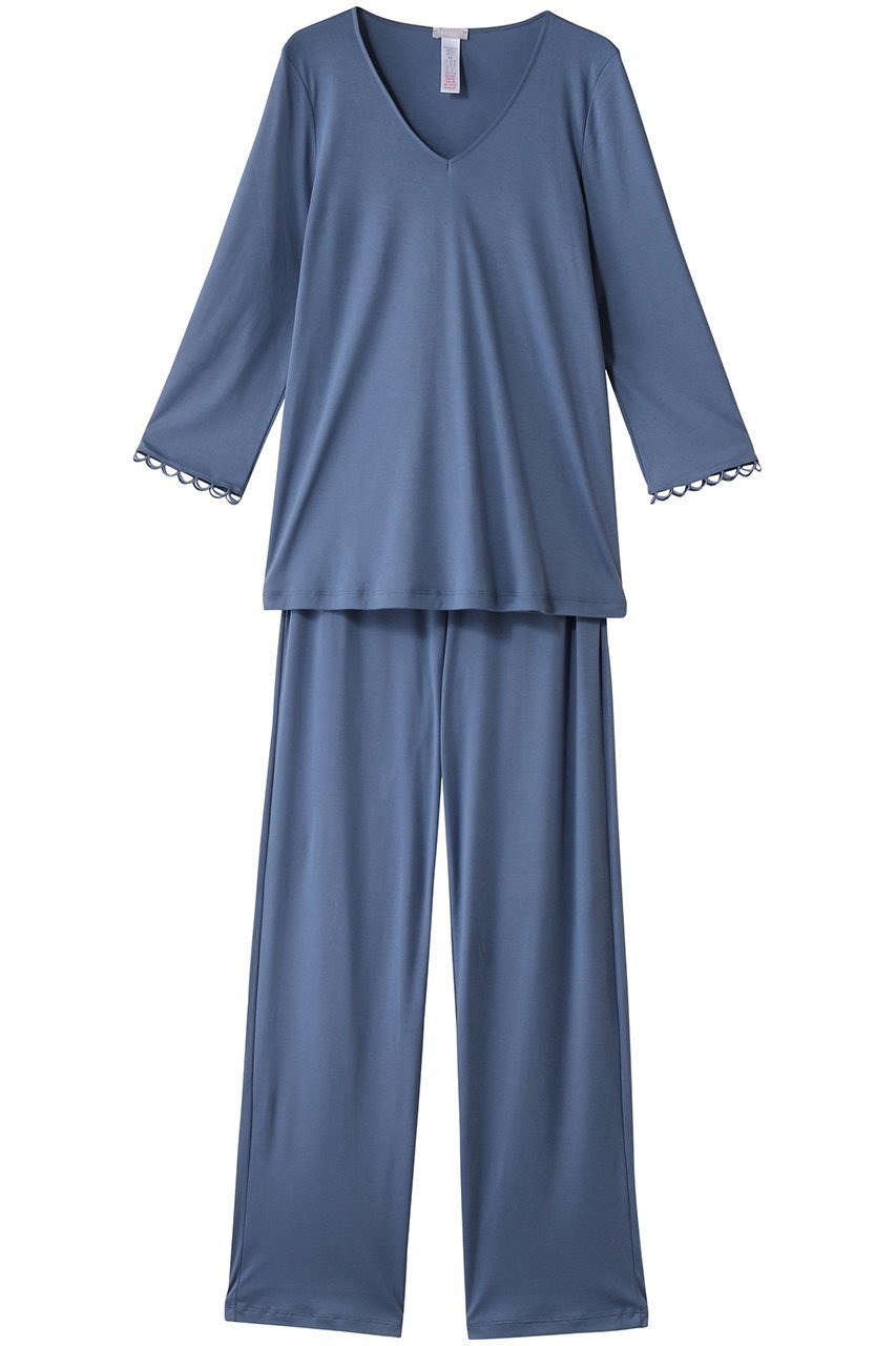 【ハンロ/HANRO】のパジャマ インテリア・キッズ・メンズ・レディースファッション・服の通販 founy(ファニー) 　ファッション　Fashion　レディースファッション　WOMEN　なめらか　Smooth　スカラップ　Scalloped　パジャマ　Pajamas　フェミニン　Feminine　レース　Race　ロング　Long　NEW・新作・新着・新入荷　New Arrivals　ブルー|ID: prp329100004523589 ipo3291000000031998906