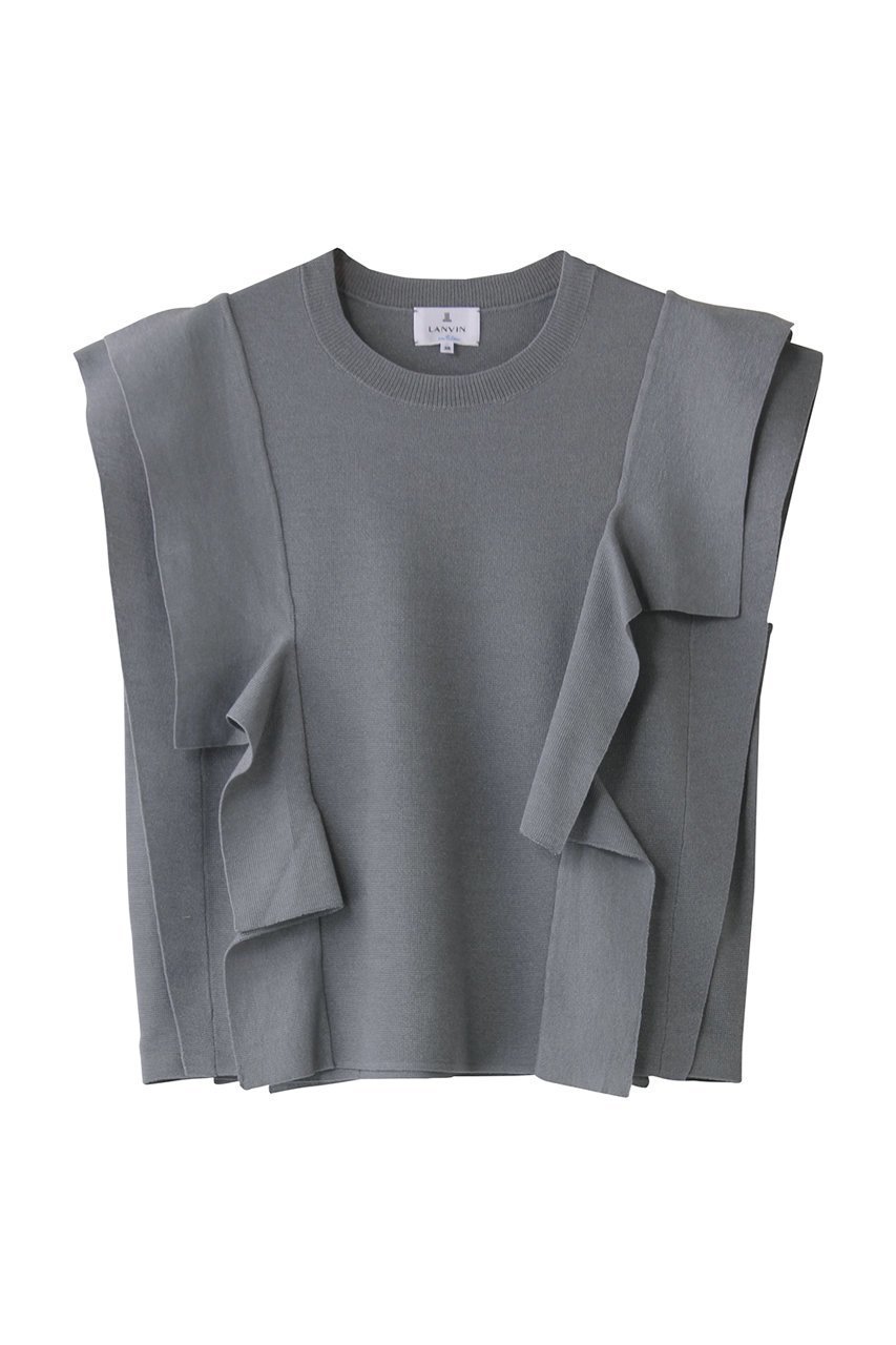 【ランバン オン ブルー/LANVIN en Bleu】のスクエアフリルニット インテリア・キッズ・メンズ・レディースファッション・服の通販 founy(ファニー) 　ファッション　Fashion　レディースファッション　WOMEN　トップス・カットソー　Tops/Tshirt　ニット　Knit Tops　プルオーバー　Pullover　スクエア　Square　ドレープ　Drape　フリル　Frills　ボトム　Bottom　エレガント 上品　Elegant　NEW・新作・新着・新入荷　New Arrivals　グレー|ID: prp329100004523684 ipo3291000000031999496