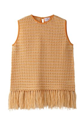 【ランバン オン ブルー/LANVIN en Bleu】 フリンジヘムノースリーブニット人気、トレンドファッション・服の通販 founy(ファニー) ファッション Fashion レディースファッション WOMEN トップス・カットソー Tops/Tshirt ニット Knit Tops キャミソール / ノースリーブ No Sleeves プルオーバー Pullover ノースリーブ No Sleeve ファブリック Fabric フェミニン Feminine フリンジ Fringe リボン Ribbon 夏 Summer NEW・新作・新着・新入荷 New Arrivals |ID:prp329100004523686