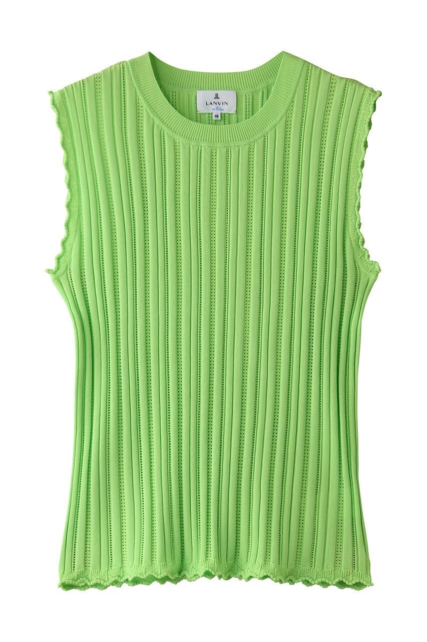 【ランバン オン ブルー/LANVIN en Bleu】のアイレットリブノースリーブニット 人気、トレンドファッション・服の通販 founy(ファニー) 　ファッション　Fashion　レディースファッション　Ladies' Fashion Online　トップス・カットソー　Tops/Tshirt　ニット　Knit Tops　キャミソール / ノースリーブ　No Sleeves　プルオーバー　Pullover　おすすめ　Recommend　アイレット　Eyelet　スリム　Slim　ノースリーブ　No Sleeve　ワイド　Wide　夏　Summer　 other-1|ID: prp329100004523688 ipo3291000000031999517
