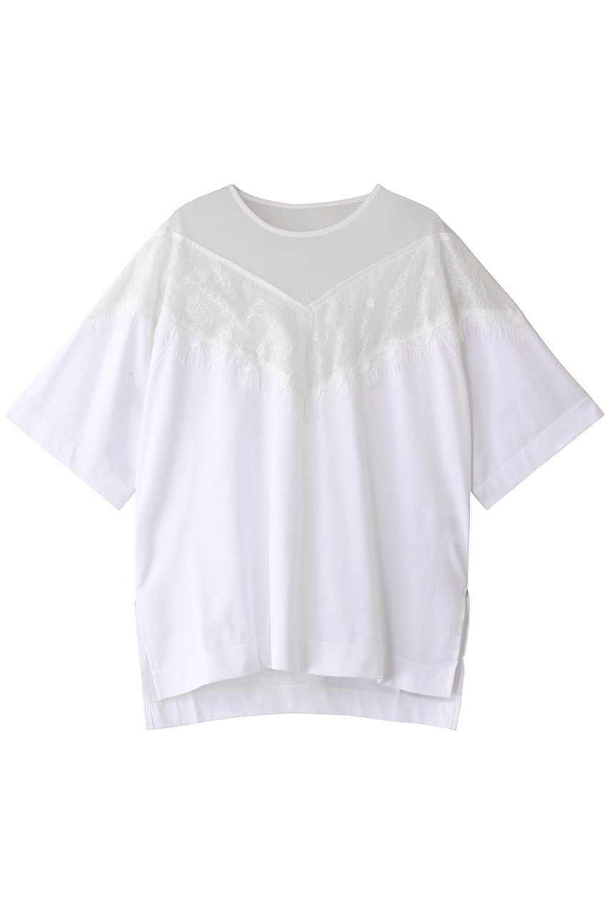 【ランバン オン ブルー/LANVIN en Bleu】のレースコンビカットソー インテリア・キッズ・メンズ・レディースファッション・服の通販 founy(ファニー) 　ファッション　Fashion　レディースファッション　WOMEN　トップス・カットソー　Tops/Tshirt　シャツ/ブラウス　Shirts/Blouses　ロング / Tシャツ　T-Shirts　カットソー　Cut and Sewn　カットソー　Cut And Sew　コンビ　Combination　ショート　Short　スリーブ　Sleeve　レース　Race　NEW・新作・新着・新入荷　New Arrivals　オフ|ID: prp329100004523689 ipo3291000000031999527