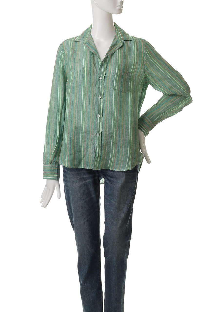 【フランク&アイリーン/Frank&Eileen】のEILEEN イタリアンリネン グリーンマルチストライプシャツ 人気、トレンドファッション・服の通販 founy(ファニー) 　ファッション　Fashion　レディースファッション　WOMEN　トップス・カットソー　Tops/Tshirt　シャツ/ブラウス　Shirts/Blouses　スタイリッシュ　Stylish　ストライプ　Stripe　スリーブ　Sleeve　フィット　Fit　リネン　Linen　リラックス　Relax　ロング　Long　夏　Summer　NEW・新作・新着・新入荷　New Arrivals　other-2|ID: prp329100004523710 ipo3291000000031999669