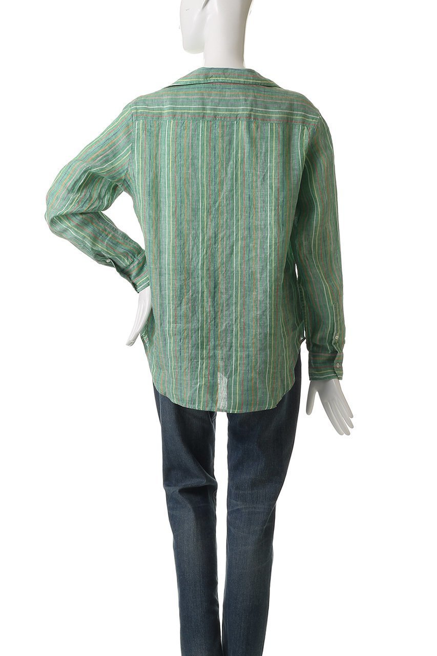 【フランク&アイリーン/Frank&Eileen】のEILEEN イタリアンリネン グリーンマルチストライプシャツ 人気、トレンドファッション・服の通販 founy(ファニー) 　ファッション　Fashion　レディースファッション　WOMEN　トップス・カットソー　Tops/Tshirt　シャツ/ブラウス　Shirts/Blouses　スタイリッシュ　Stylish　ストライプ　Stripe　スリーブ　Sleeve　フィット　Fit　リネン　Linen　リラックス　Relax　ロング　Long　夏　Summer　NEW・新作・新着・新入荷　New Arrivals　other-4|ID: prp329100004523710 ipo3291000000031999671